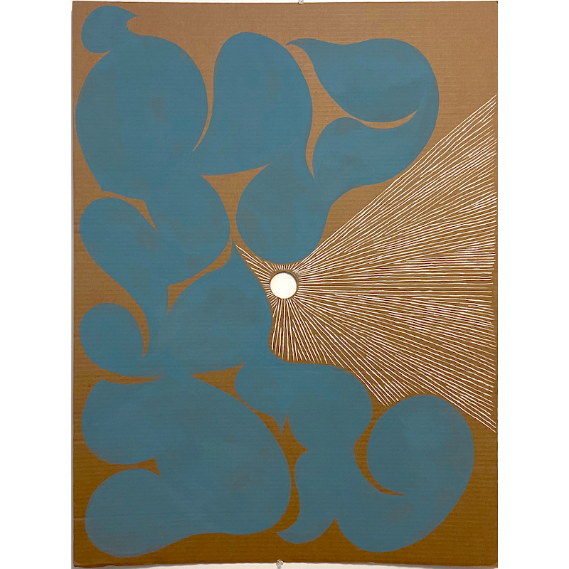 Fart (2019), 30 x 40", flashe on perforated cardboard