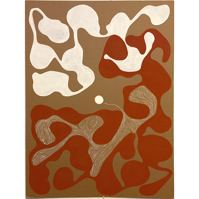 Fart (2020), 30 x 40", flashe on perforated cardboard