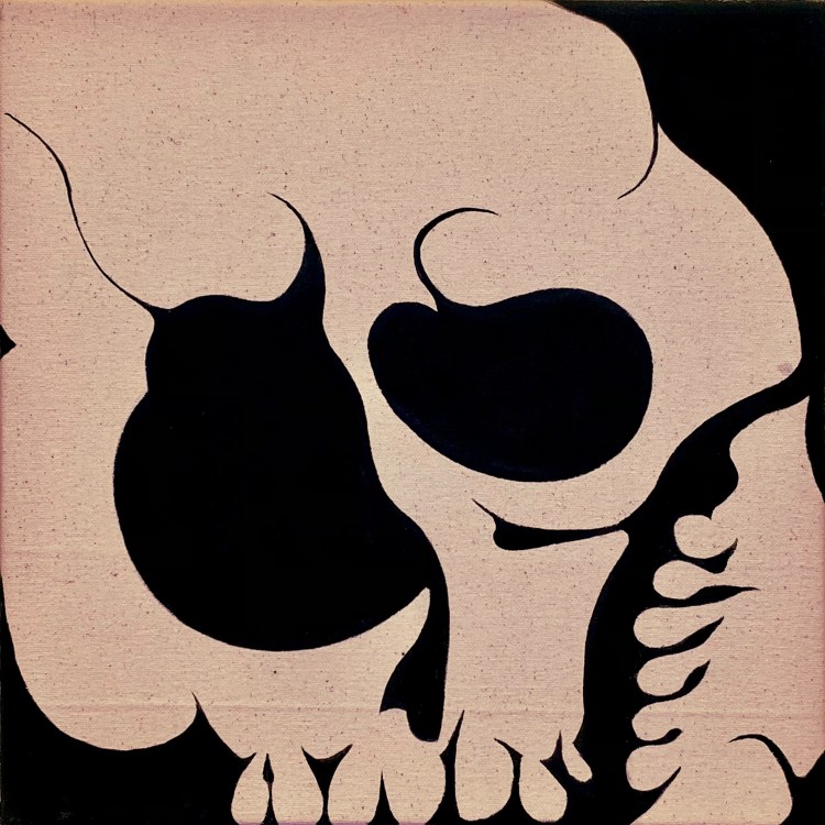 Painting of a distorted skull