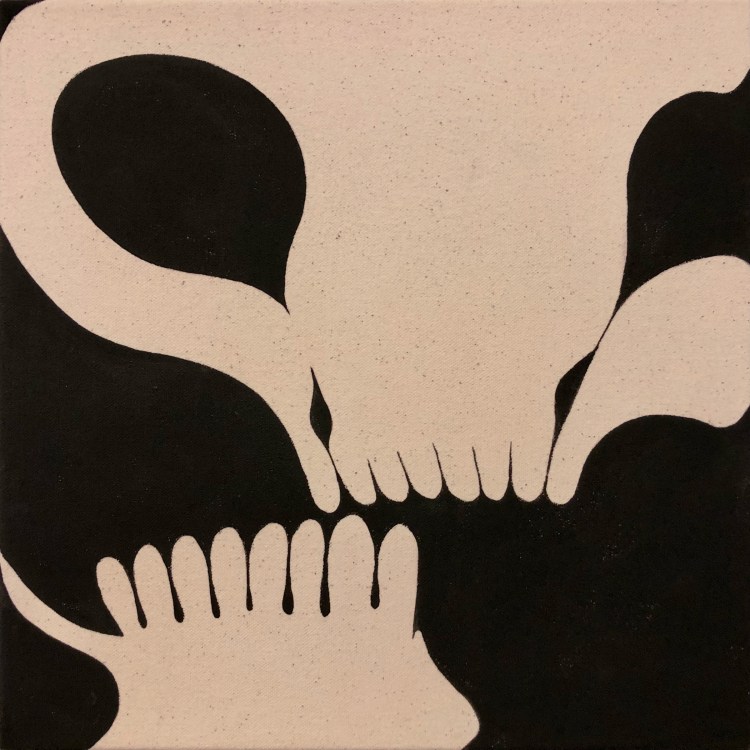 Painting of a distorted skull