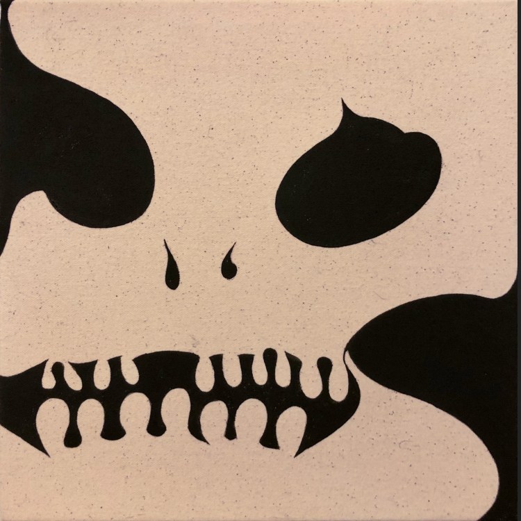 Painting of a distorted skull